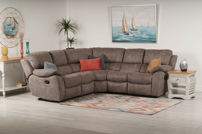Jupiter Brown Fabric Corner Sofa