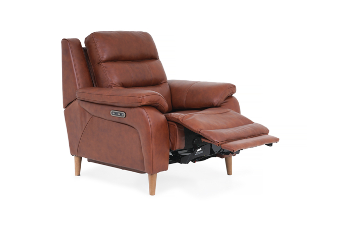 brown leather armchair extened