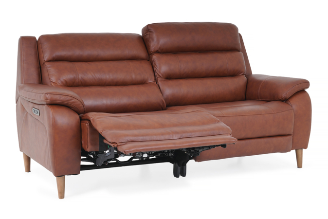 brown leather 3 seater extended view